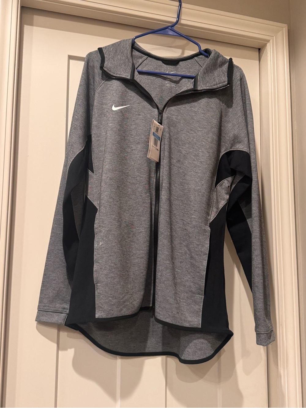Nike Grey & Black Zip-Up Athletic Jacket. Size medium.